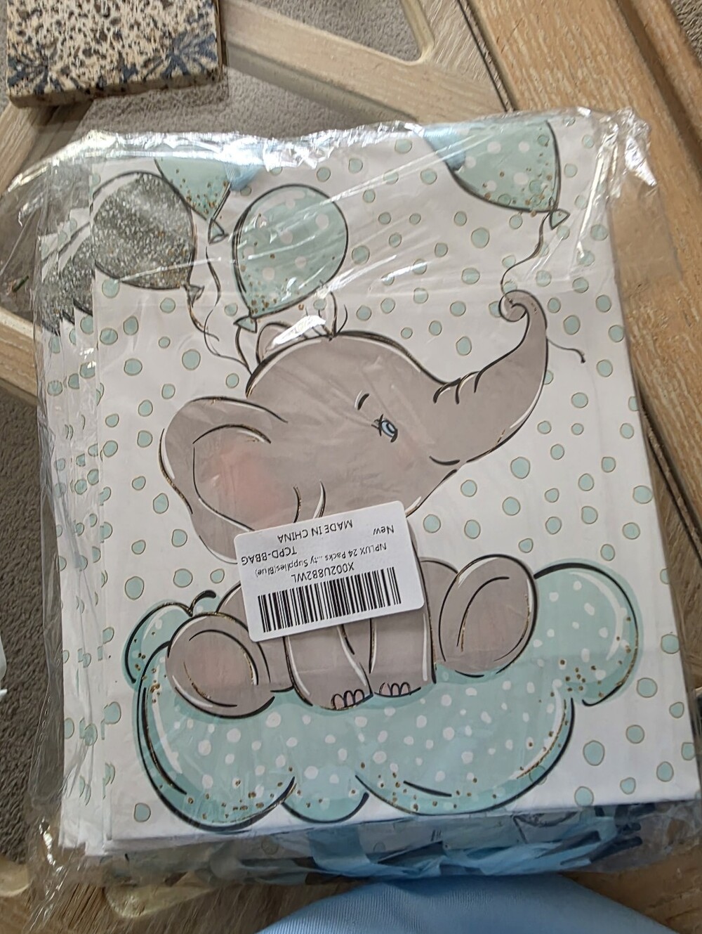 Baby Elephant Printed Gift Bag - Blue